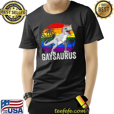 Gay Pride Rainbow Flag Dinosaur Trex Lgbt Gaysaurus T-Shirt