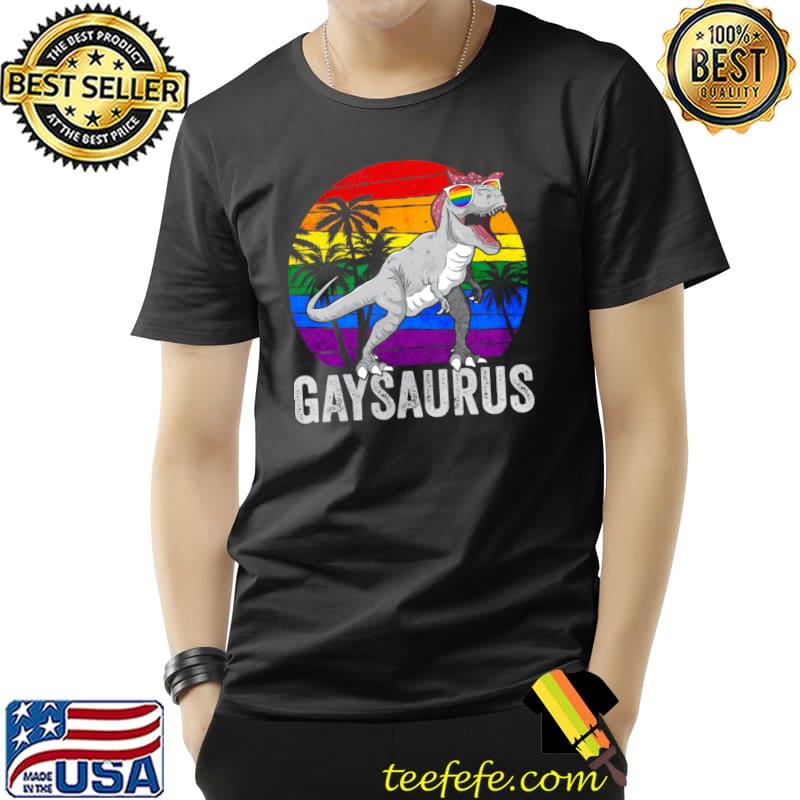 Gay Pride Rainbow Flag Dinosaur Trex Lgbt Gaysaurus T-Shirt
