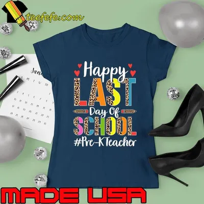 Happy Last Day Of School Pre-K Teacher Leopard Hello Summer T-Shirt