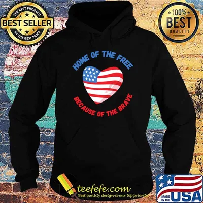 Home of the free because of the brave heart american flag T-Shirt