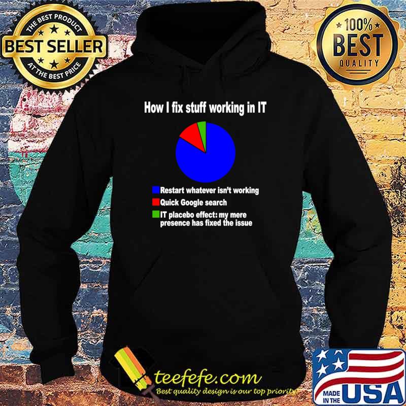 How I fix stuff working in IT restart whatever isn't working guick google search tech T-Shirt How I fix stuff working in IT restart whatever isn't working guick google search tech T-Shirt