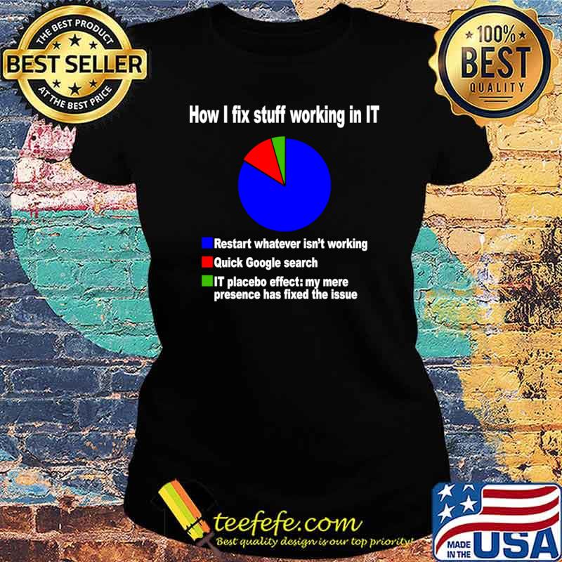 How I fix stuff working in IT restart whatever isn't working guick google search tech T-Shirt Ladies tee How I fix stuff working in IT restart whatever isn't working guick google search tech T-Shirt Ladies tee