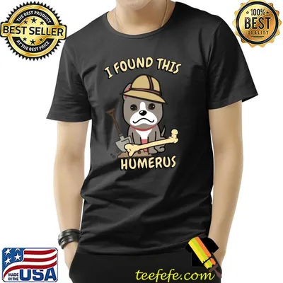 I found this humerus pun grey dog T-Shirt