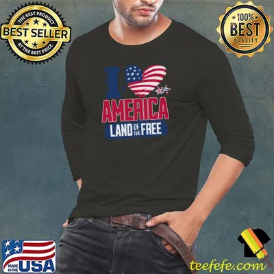I Love America Land Of The Free Heart usa Flag T-Shirt