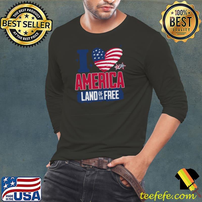 I Love America Land Of The Free Heart usa Flag T-Shirt