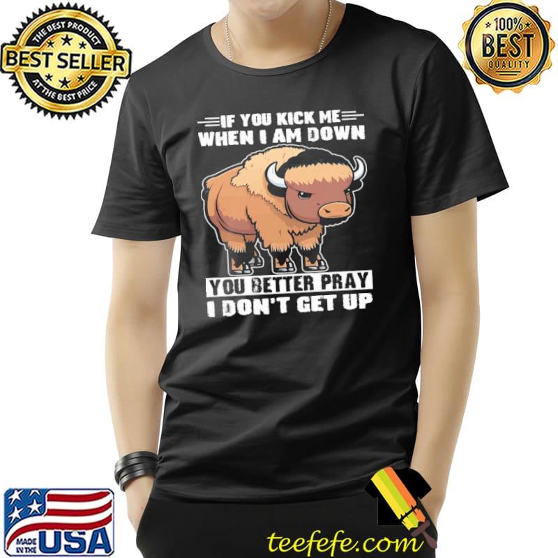 If You Kick Me When Am Down Better Pray Bison Buffalo shirt