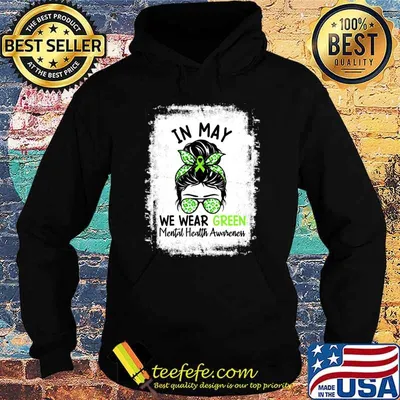 In May We Wear Green Mental Health Awareness Messy Bun Leopard T-Shirt