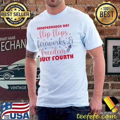 Independence day flip flops fireworks freedom july fourth stars T-Shirt