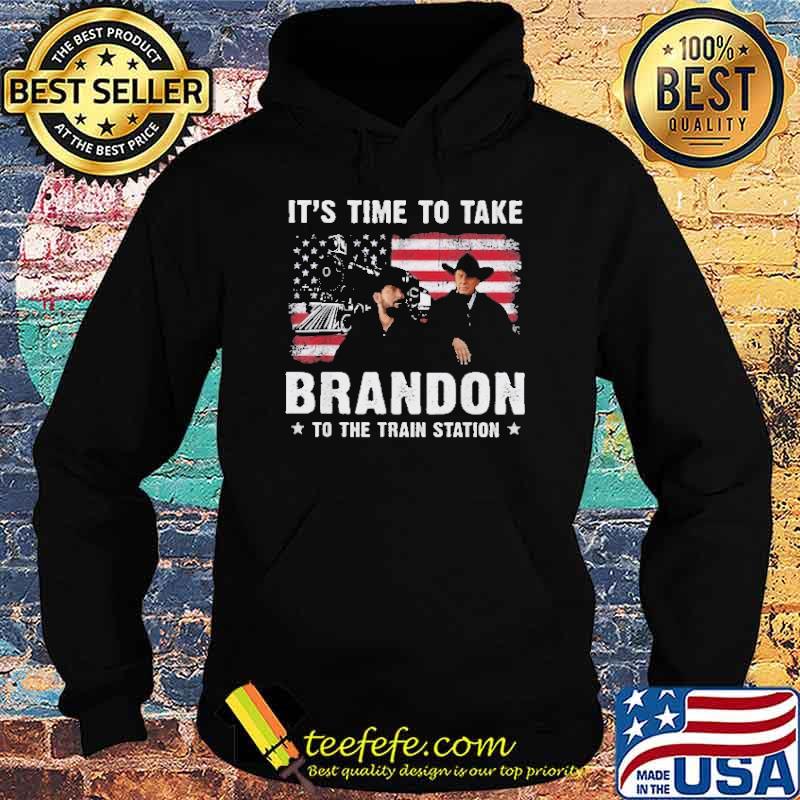 It's time to take Brandon to the train station America flag shirt
