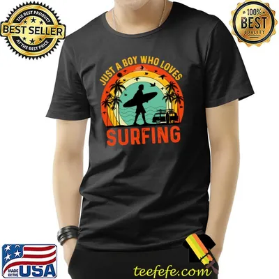 Just a boy who loves surfing palms tree vintage summer T-Shirt