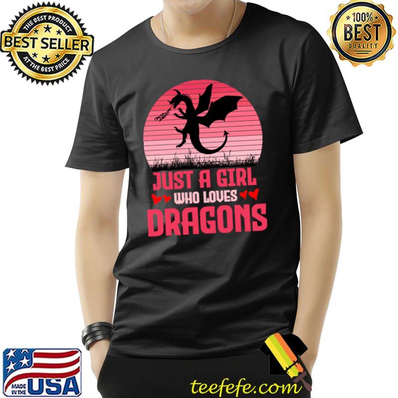 Just a girl who loves dragons hearts vintage T-Shirt
