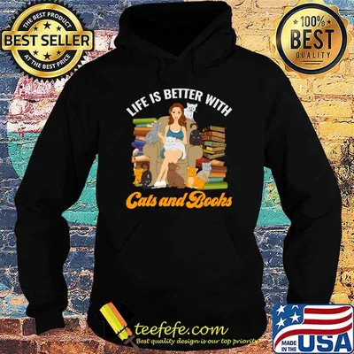 Life is better with cat and book T-Shirt