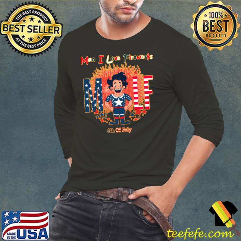 Love Fireworks 4th of July Rocket Man Us Flag T-Shirt