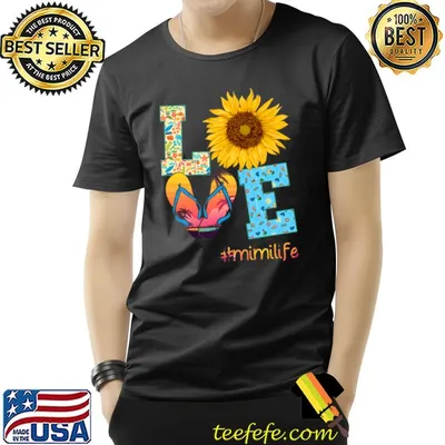 Love Mimi Life Flip Flops Hippie Sunflower Summer T-Shirt