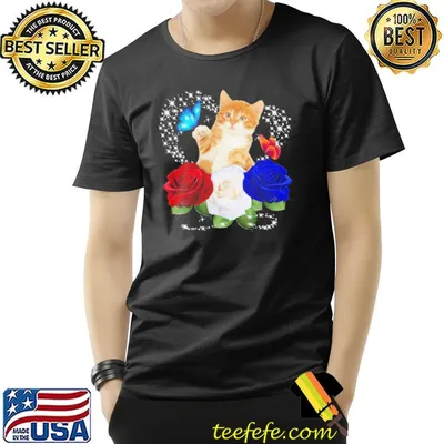 My cat love butterflies roses shirt
