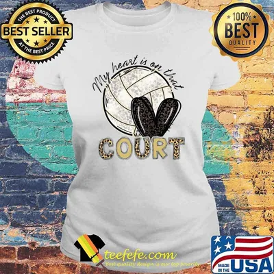 My Heart Is On That Court Volleyball Leopard T-Shirt