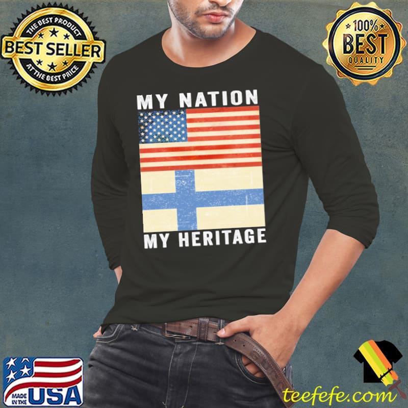 My nation my heritage finnish american flag s Long Sleeve Tee My nation my heritage finnish american flag s Long Sleeve Tee