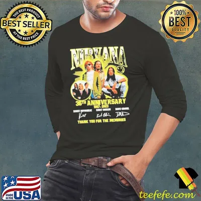 Nirvana kurt cobain 36th anniversary 1987-2023 signatures thank you for the memories shirt