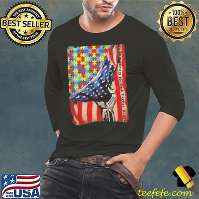 No One Fights Alone American Flag Autism Awareness Shirt
