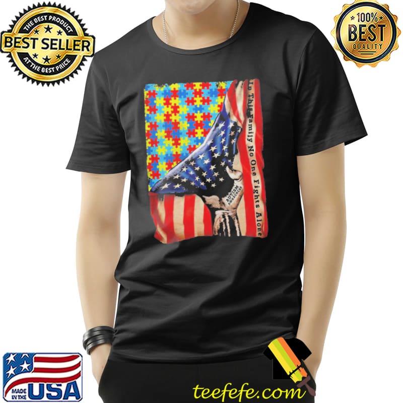 No One Fights Alone American Flag Autism Awareness Shirt Unisex No One Fights Alone American Flag Autism Awareness Shirt Unisex