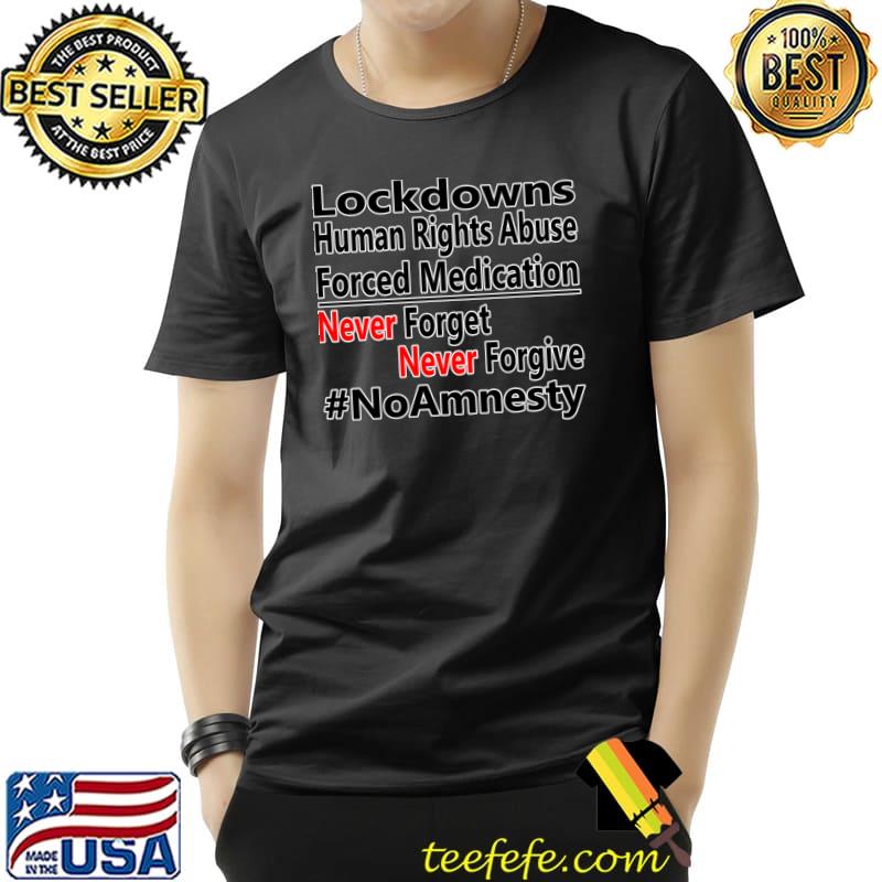 NoAmnesty lockdowns human rights abuse forced medication T-Shirt NoAmnesty lockdowns human rights abuse forced medication T-Shirt