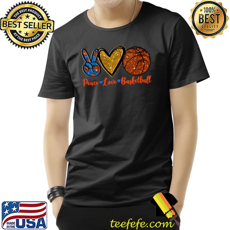 Peace Love Basketball High Heel Heart Sports Lover T-Shirt