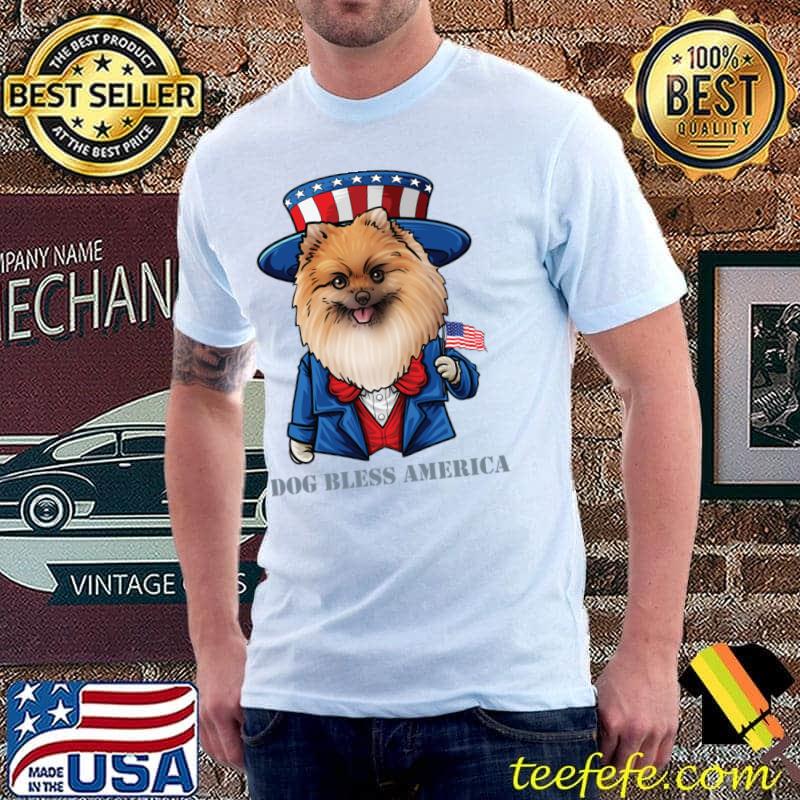 Pomeranian Dog Bless America 4th Of July T-Shirt