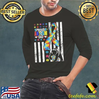 Proud Autism Dad American Flag Autism Awareness Shirt