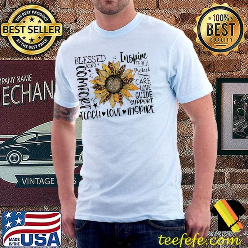 Teach Love Inspire Sunflower Apple Leopard shirt