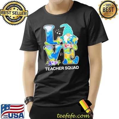 Teacher squad love gnome flower hug earth shirt