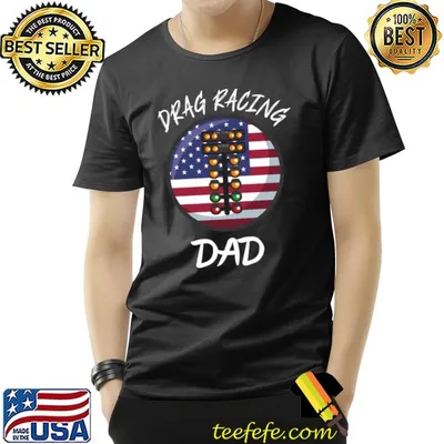 Traftlight American Flag Drag Racing Dad T-Shirt