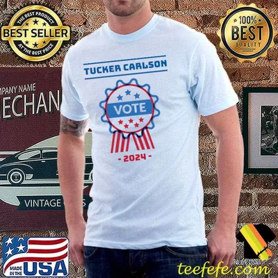 Tucker carlson  vote 2024 stars red blue T-Shirt