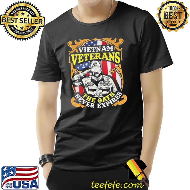 Veterans war veterans the oath never expires skull flag shirt