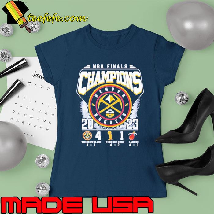 2023 NBA Finals Champions Denver Nuggets 4-1 Miami Heat Final score Shirt Ladies tee 2023 NBA Finals Champions Denver Nuggets 4-1 Miami Heat Final score Shirt Ladies tee
