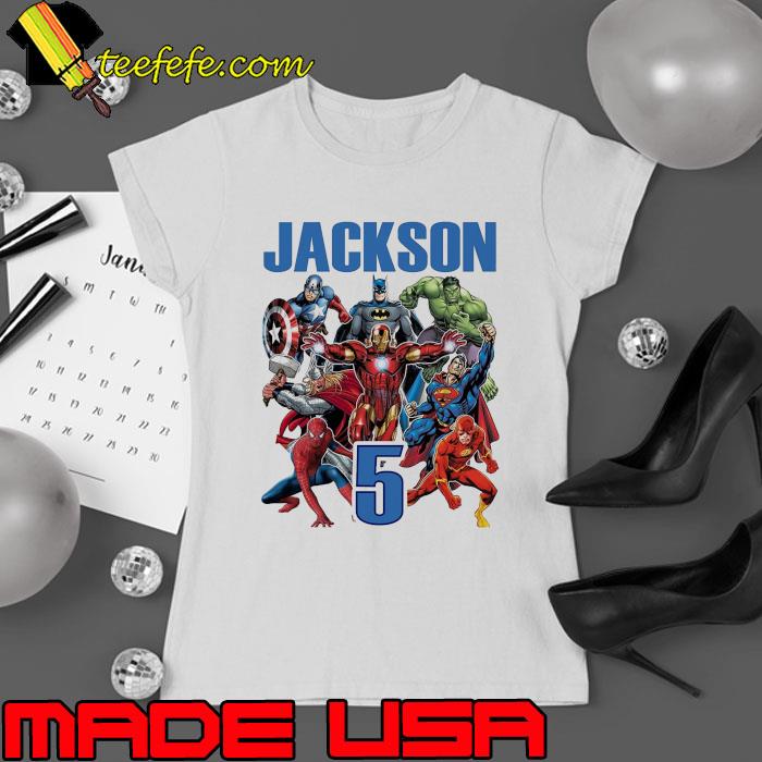 Avengers Birthday Super Hero Jackson 5 s Ladies tee Avengers Birthday Super Hero Jackson 5 s Ladies tee