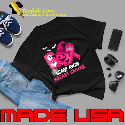 Breast Cancer Boo Scare Away Pink Ribbon Halloween T-Shirt