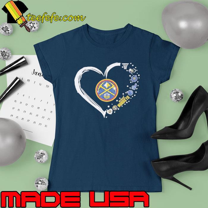 Denver Nuggets Logo Heart Diamond 2023 Shirt Ladies tee Denver Nuggets Logo Heart Diamond 2023 Shirt Ladies tee