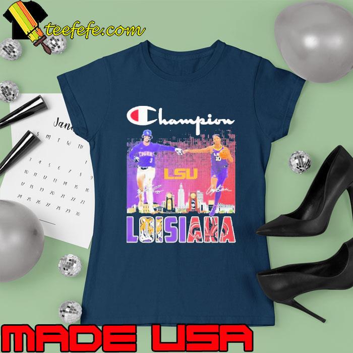 Funny loisiana LSU Tigers Champion Baseball And Basketball signature s Ladies tee Funny loisiana LSU Tigers Champion Baseball And Basketball signature s Ladies tee