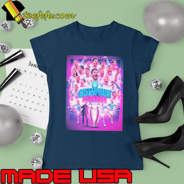 Manchester city is champions of europe congrats winner uefa champions league 2023 s Ladies tee Manchester city is champions of europe congrats winner uefa champions league 2023 s Ladies tee