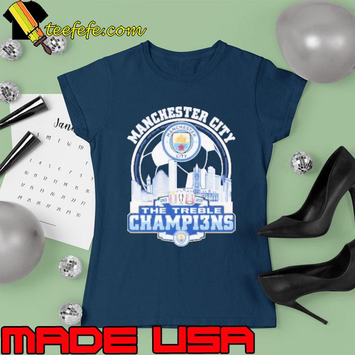 Manchester City Skyline 2023 The Treble Champions s Ladies tee Manchester City Skyline 2023 The Treble Champions s Ladies tee