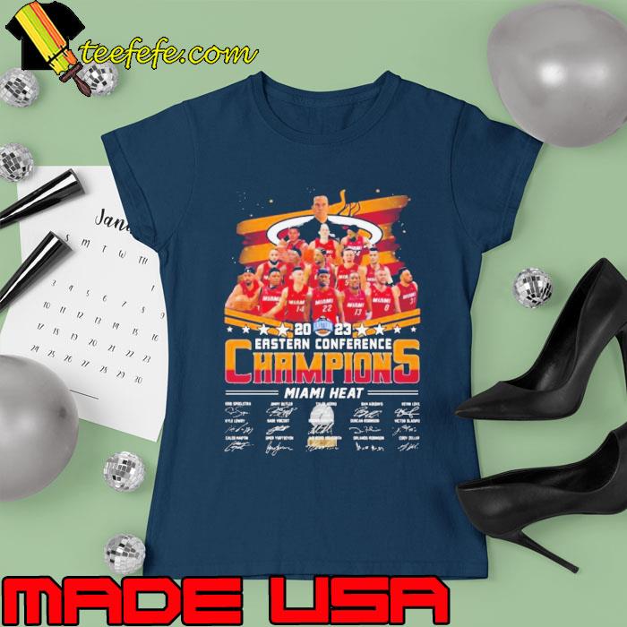 Miami Heat NBA Team Basketball 2023 Eastern Conference Champions Signatures s Ladies tee Miami Heat NBA Team Basketball 2023 Eastern Conference Champions Signatures s Ladies tee