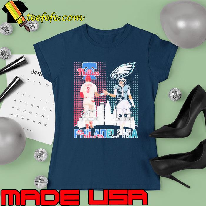 Official philadelphia Phillies Bryce Harper And Eagles Jalen Hurts s Ladies tee Official philadelphia Phillies Bryce Harper And Eagles Jalen Hurts s Ladies tee