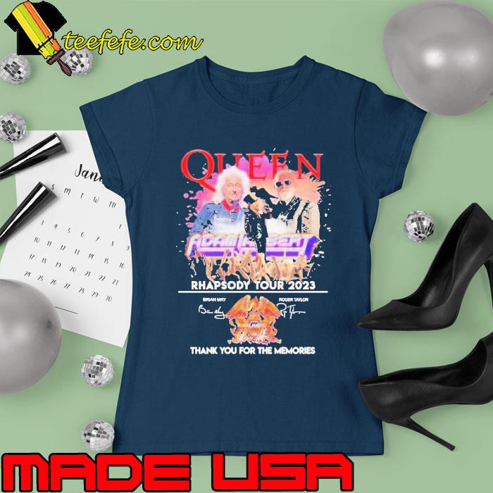 Official queen rhapsody tour 2023 thank you for the memories signature s Ladies tee Official queen rhapsody tour 2023 thank you for the memories signature s Ladies tee