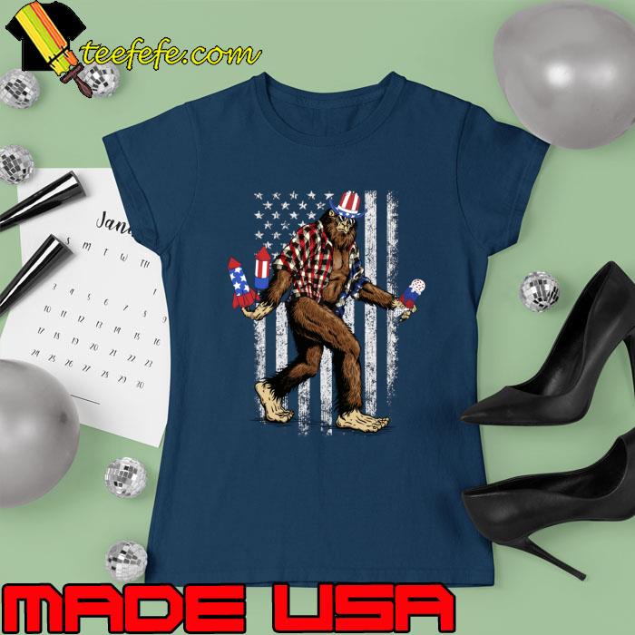 Original bigfoot Fireworks American Flag 4th Of July T-Shirt Ladies tee Original bigfoot Fireworks American Flag 4th Of July T-Shirt Ladies tee