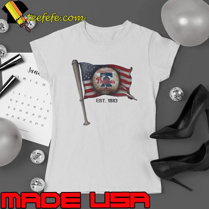 Philadelphia Phillies Est 1883 American Flag s Ladies tee Philadelphia Phillies Est 1883 American Flag s Ladies tee