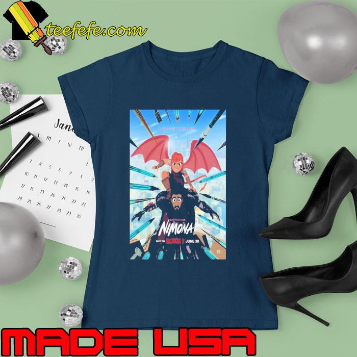 Poster for ‘nimona’ june 30 only on netflix a little antI alittle hero s Ladies tee Poster for ‘nimona’ june 30 only on netflix a little antI alittle hero s Ladies tee