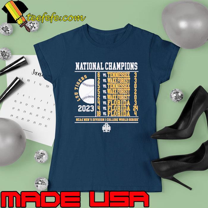 Premium lSU Tigers National Champions Schedule 2023 NCAA DI Baseball CWS Shirt Ladies tee Premium lSU Tigers National Champions Schedule 2023 NCAA DI Baseball CWS Shirt Ladies tee