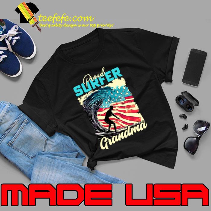 Proud Surfer Grandma Wave Surfing American Flag T-Shirt Unisex Proud Surfer Grandma Wave Surfing American Flag T-Shirt Unisex
