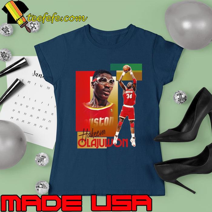 Retro Hakeem Olajuwon Basketball Card T-Shirt Ladies tee Retro Hakeem Olajuwon Basketball Card T-Shirt Ladies tee