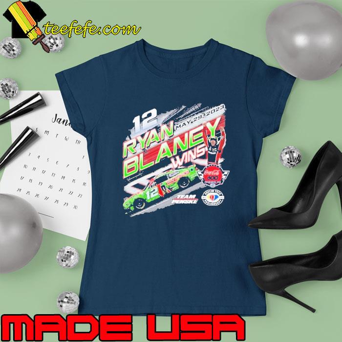 Ryan Blaney Checkered Flag Sports Charcoal 2023 Coca-Cola 600 Race Winner Shirt Ladies tee Ryan Blaney Checkered Flag Sports Charcoal 2023 Coca-Cola 600 Race Winner Shirt Ladies tee